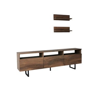 Mueble Tv Con Estante Onda Nogal