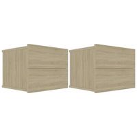 pack 2 uds mesitas de noche  mesilla de noche contrachapada color roble 40x30x30 cm