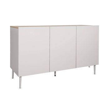 Aparador De Metal Y Decoración De Madera 3 Puertas 120cm, Beige