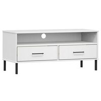 mueble de tv con patas de metal oslo madera maciza pino blanco vidaxl