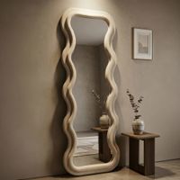 espejo de pared de terciopelo beige cm 60x6x160