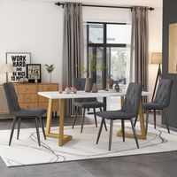 conjunto de comedor - mueble de comedor - mdf y metal - blanco y gris oscuro 117x68x75cm