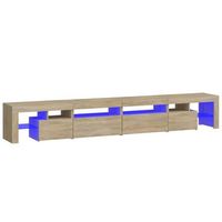 mueble tv  mueble de salon  armario tv con luces led roble sonoma 260x365x40 cm