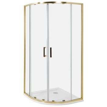 Cabina De Ducha Vidrio Templado Puerta Doble Corredera Dorado 90 X 90 X 185 Cm Jukatan