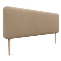 dhome cabecero tapizado liso redondeado polipiel con patas para pared acusticos cabeceros absorbentes cabezal cama dormitorio marron claro 150cm