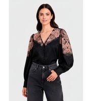 twinset para mujer 252tp2046 blusa floral negro 44 casual algodon manga larga