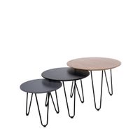 set 3 mesas centro con tapas en madera negra y gris