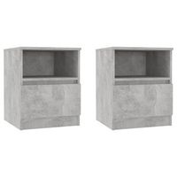 pack 2 uds mesitas de noche  mesa auxiliar  mesilla contrachapada gris hormigon 40x40x50 cm