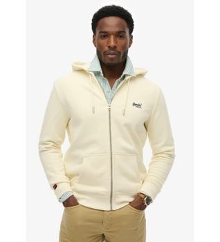 Superdry para hombre. M2014128E Sudadera con capucha y cremallera Essential Logo blanco roto (3XL), Casual, Algodón