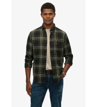 Superdry para hombre. M4011047A Camisa Lumberjack verde (S), Casual, Algodón, Manga larga