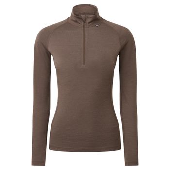 dhb Women's Merino Long Sleeve Zip Neck Base Layer (M_2, Chocolate Brown