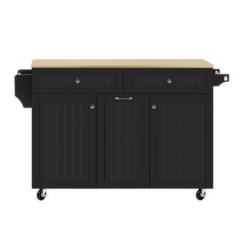 Isla De Cocina - Comedor Extensible - Ideal Para Cocina Y Comedor - Color Negro