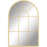 homcom espejo decorativo de pared 60x91cm espejo de ventana de metal para salon dormitorio entrada estilo moderno dorado