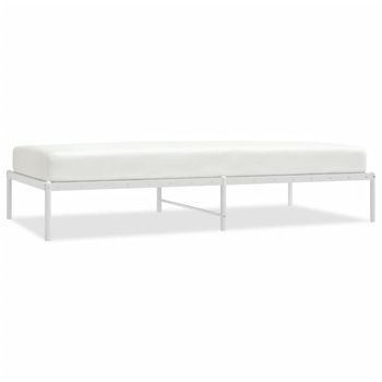 Cama Individual | Cama Para Adultos | Estructura De Cama De Metal Blanca 100x200 Cm