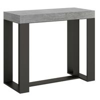 consola extensible gris hormigon con patas de metal antracita 8 plazas 40 a 196 cm fonja