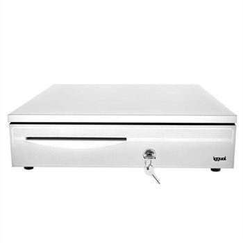 Cajón de efectivo iggual IRON-3W IGG315767 Blanco 405x420x100mm 12V cierre 3 posiciones
