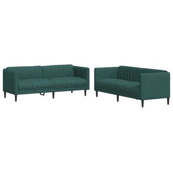 Juego De Sofás 2 Piezas Tela Verde Oscuro Vidaxl