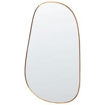 Espejo De Pared Moderno Marco Metálico De Aluminio Forma Irregular Con Ganchos Dorado Vernais