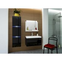 conjunto de muebles de bano negro coleccion raven columna mueble bajo lavabo lavabo de 80 cm