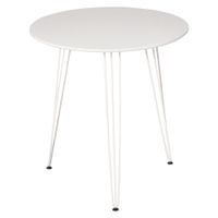homcom mesa de comedor redonda estilo moderno nordico con patas de horquilla metalicas para cocina salon o70x75 cm blanco   aosom espana