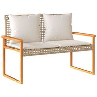 banco de jardin  silla de jardin con cojin beige mezcla ratan sintetico acacia