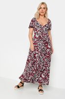 yours vestido maxi de flores en rojo y negro mujer curvy y tallas grandes yours