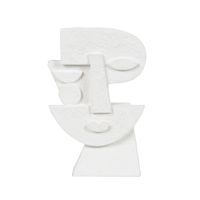 estatuilla de cara desestructurada de cemento blanco alt 21 cm