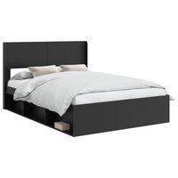 cama matrimonial  cama para adulto  estructura de cama con almacenamiento y cabecero negro