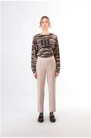 pantalon recto con cintura elastica champagne s