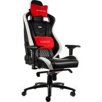 noblechairs epic real leather gaming chair - black white  red black
