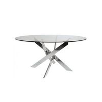 mesa centro redonda de cristal dan con patas metalicas 80 cm