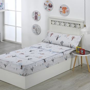 Saco Nórdico Con Cremallera Edredón Ajustable Cama Infantil Cactus Color Único Talla Cama 105