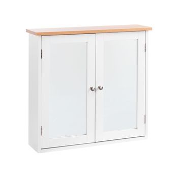 Armario Con Espejo De Pared Para Baño 17 X 60 Cm Almacenaje Mdf Estilo Escandinavo Blanco Alamos