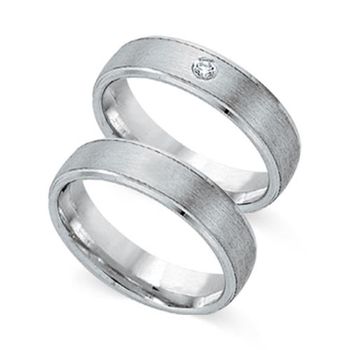 Alianzas 8 quilates oro blanco con diamante
