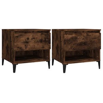 Mesas Auxiliares 2 Uds Contrachapada Roble Ahumado 50x46x50 Cm Vidaxl