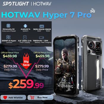 HOTWAV Hyper 7 Pro 5G teléfono resistente 200MP Android 14 6,6 ''FHD + 120Hz Smartphone 36(16 +20)GB 256GB 10800mAh 33W teléfono móvil