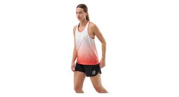 Camiseta de tirantes compressport performance para mujer rojo blanco
