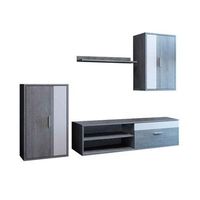 mueble salon modular bosco mueble tv  2 vitrinas  estante en color gris y blanco