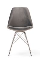 celine grey velvet chrome leg dining chairs - grey