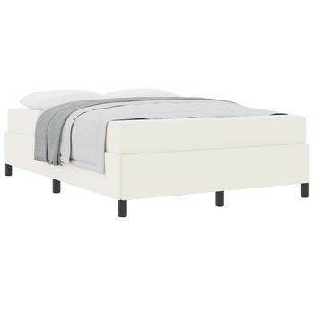 Estructura De Cama Con Colchón Crema 140 X 190 Cm Tela Vidaxl