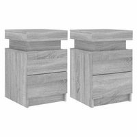 mesitas de noche con luces led 2 uds gris sonoma 35x39x55 cm vidaxl