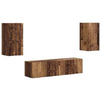 conjunto de mueble de tv 4 uds  mueble de salon  gabinete de tv madera vieja