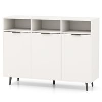 costway aparador buffet armario de almacenaje para cocina con estantes ajustables mueble de bar con 3 compartimentos y puertas para comedor blanco