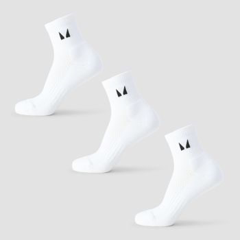 Calcetines tobilleros de correr de MP (paquete de 3 pares) - Blancos - UK 12-14