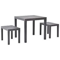 mesa de jardin con 2 bancos plastico marron vidaxl