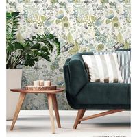 papel pintado vinilico ecologico lavable flores mariposas conejos pajaros - sophie blossom 679377 de gaulan - rollo de 10 m x 053 m