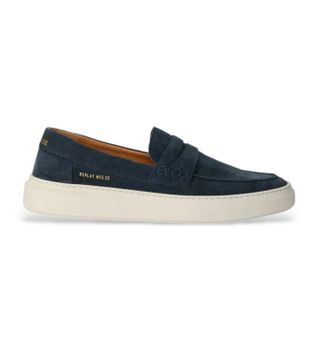 Replay para hombre. RZ8H0002L Mocasines de Piel Brice Tonal marino (44), Plano, Ninguno, Casual, Clásico
