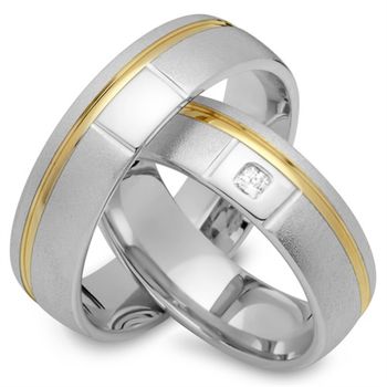 Alianzas 18 quilates oro amarillo-blanco con diamante