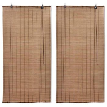 Estor Enrollable De Bambú 2 Unidades Marrón 120x220 Cm Vidaxl