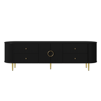 mueble tv negro de 180 cm con diseno ondulado tridimensional y bordes redondeados
